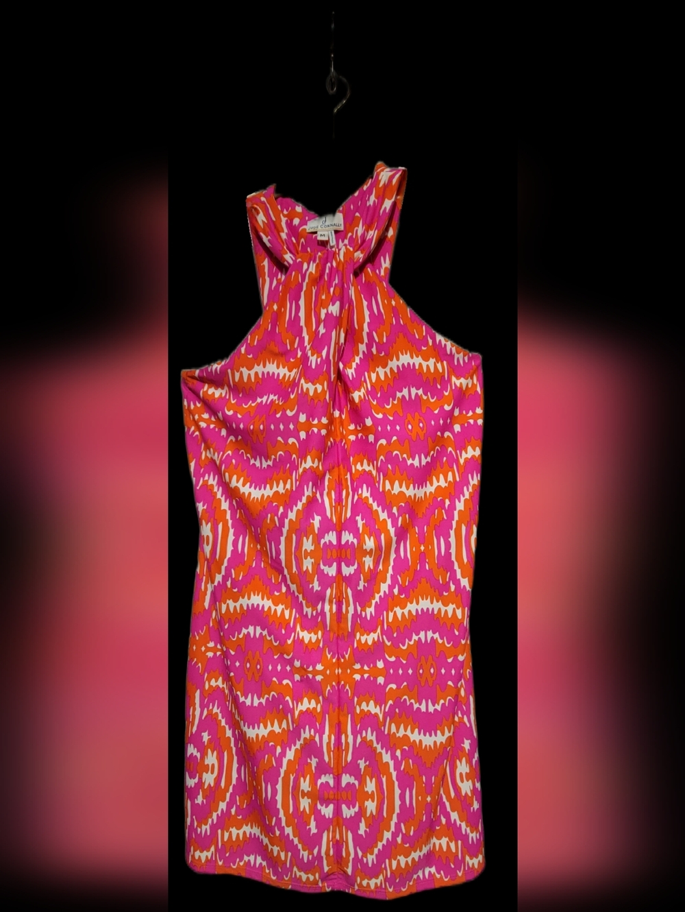 Jude Connally Pink & Orange Abstract Halter Dress